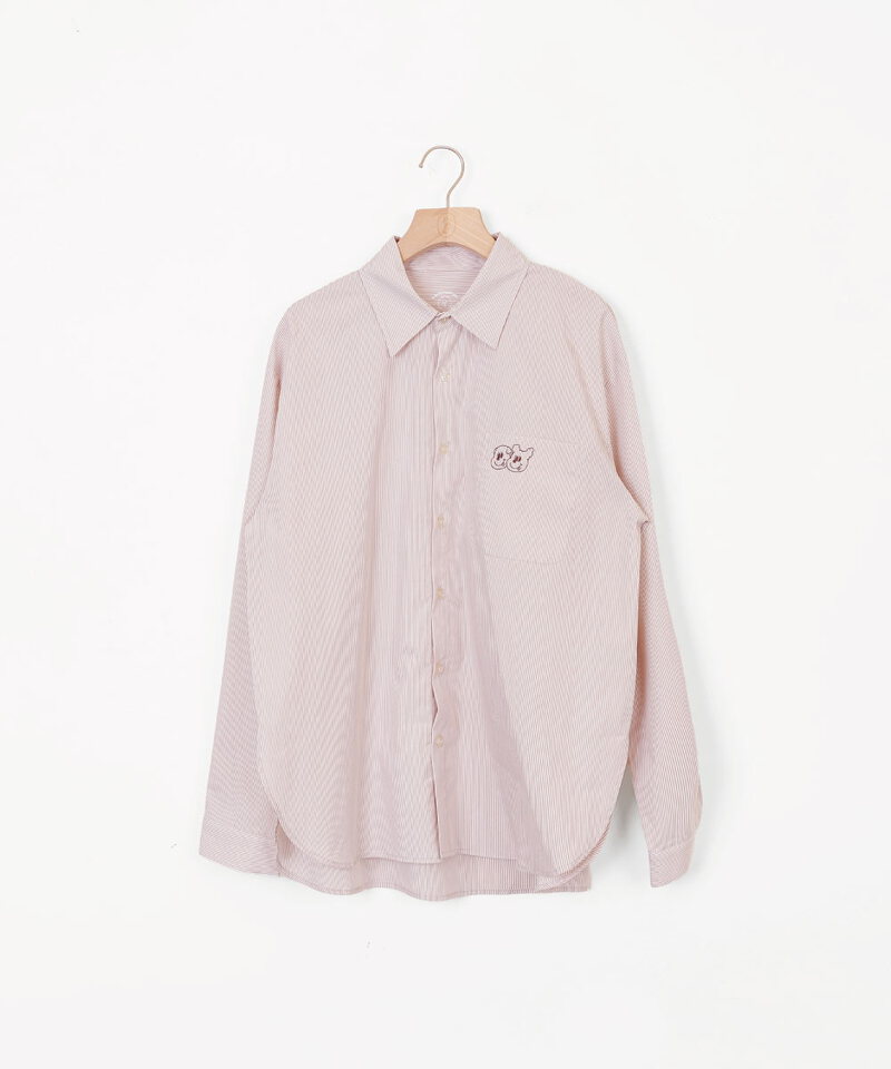 Bellox1107-小刺繡開衩直紋襯衫