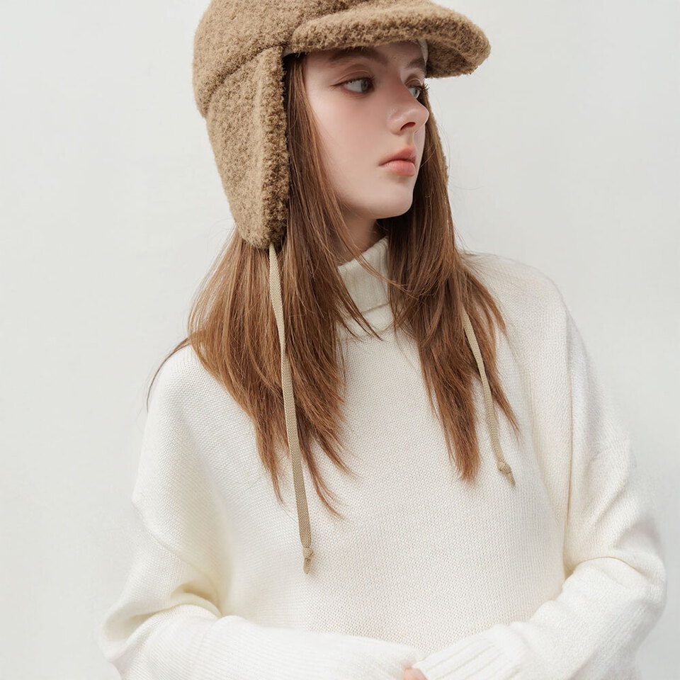 by Bello 混羊羔毛寬鬆高領毛衣