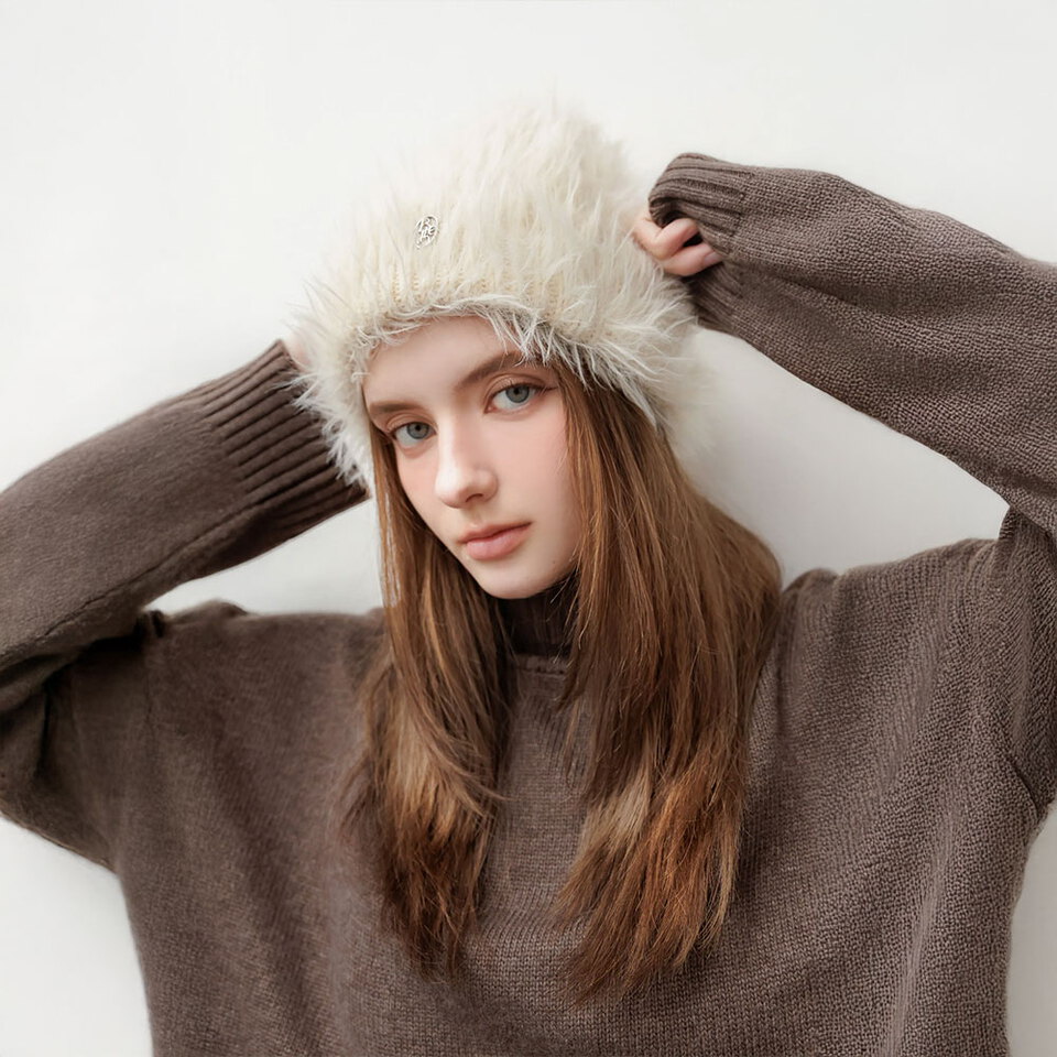 by Bello 混羊羔毛寬鬆高領毛衣