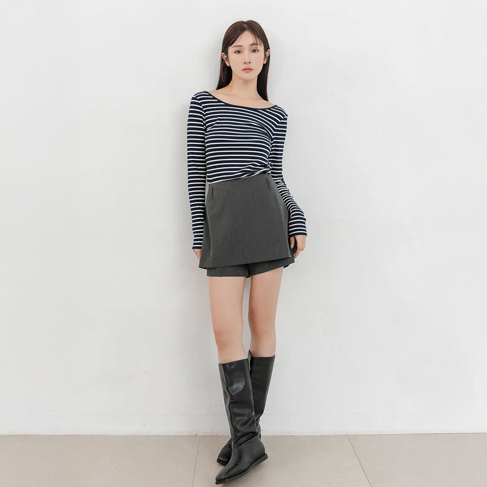 by BB 雙面穿條紋長袖