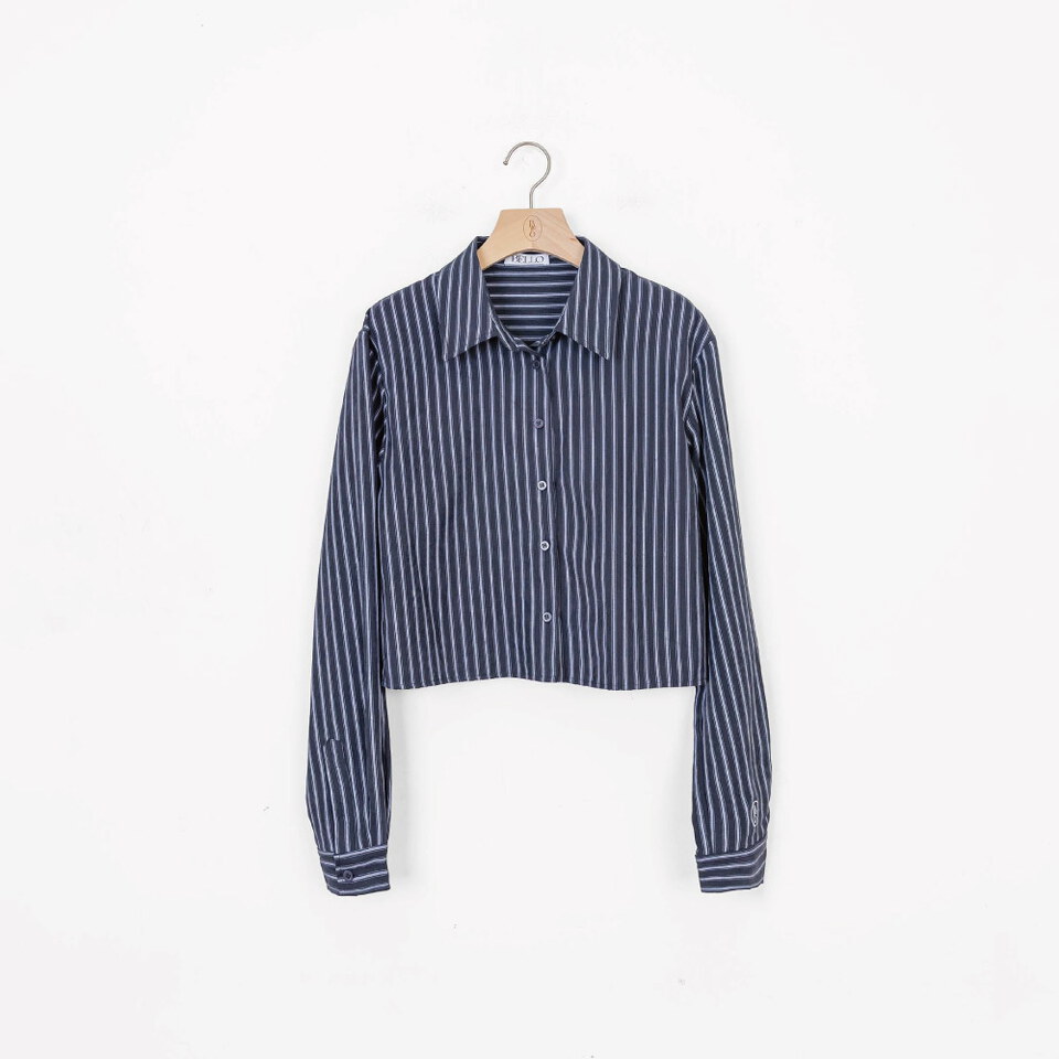 中短絨霧感直紋襯衫