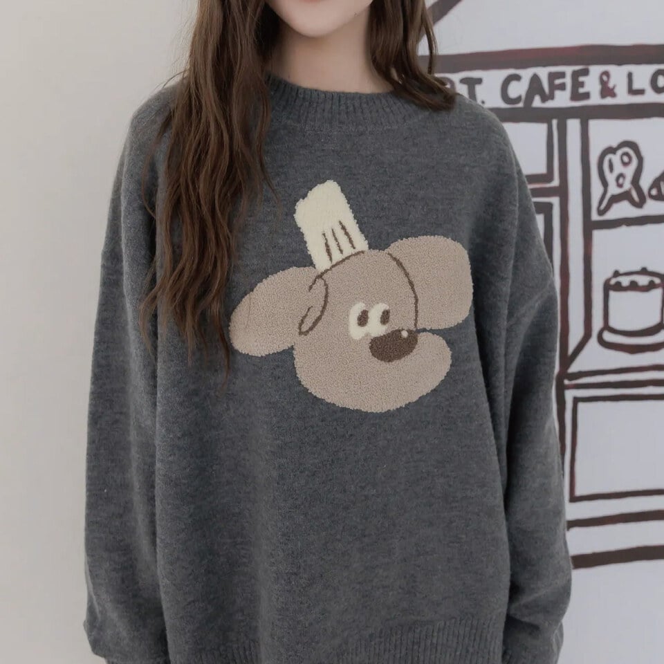 立體Q毛Muffy圓領毛衣