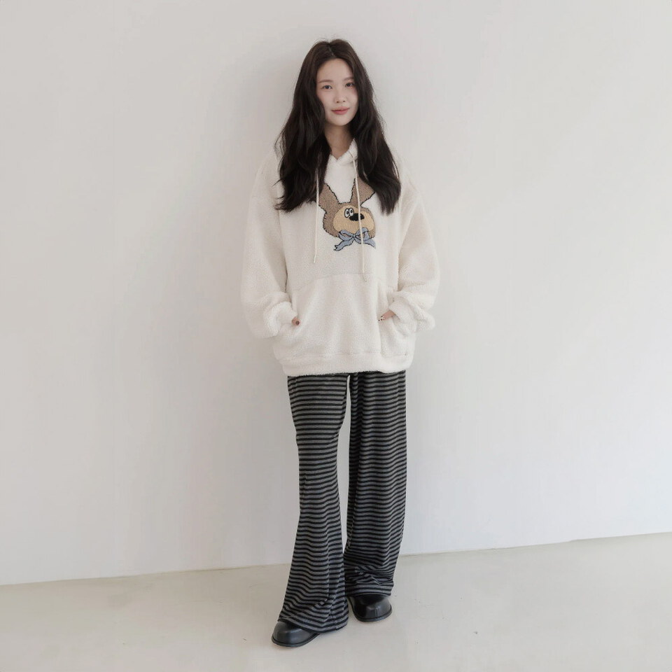 BLO9970-261 OREO條紋抽繩寬棉褲