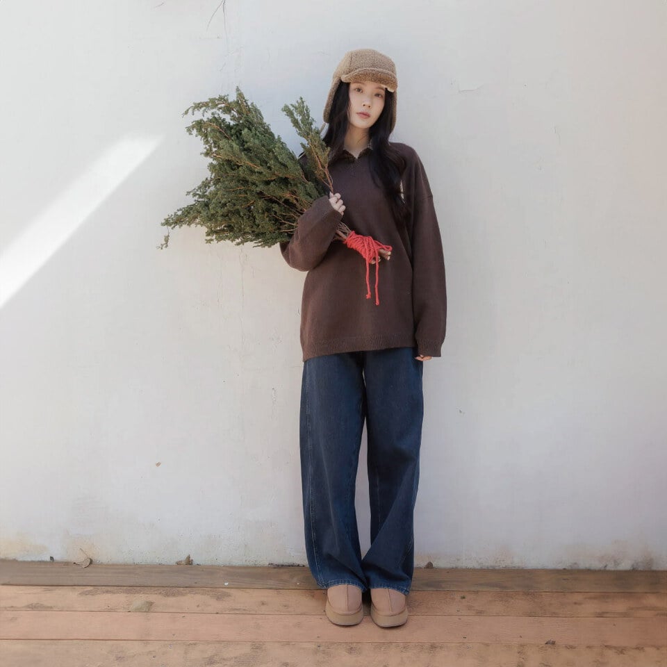 BLO9974-261 by Bello-狠瘦牛仔闊腿寬褲