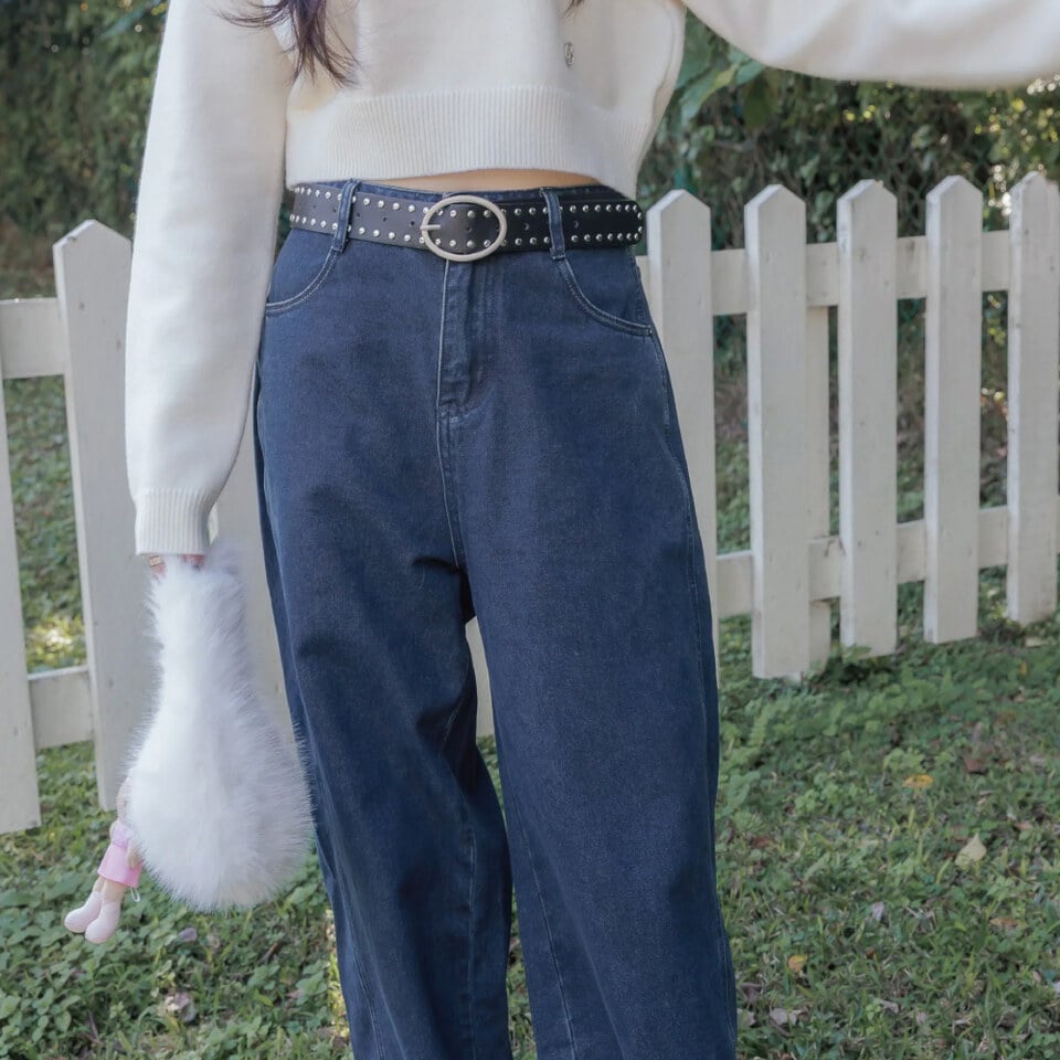 BLO9974-261 by Bello-狠瘦牛仔闊腿寬褲