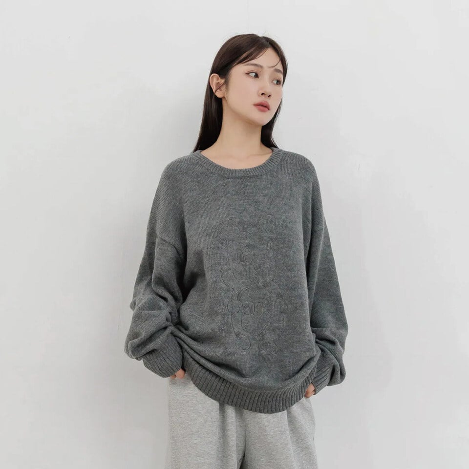 BLO9976-261 Bellox1107-框線刺繡寬鬆毛衣