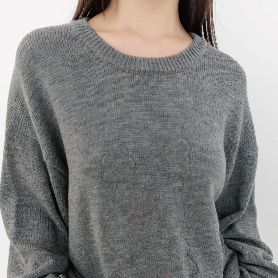 Bellox1107-框線刺繡寬鬆毛衣