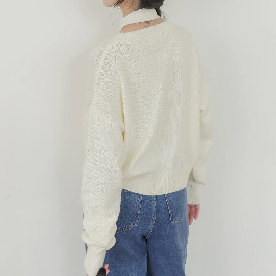 by Bello-大圓領綁帶針織長袖