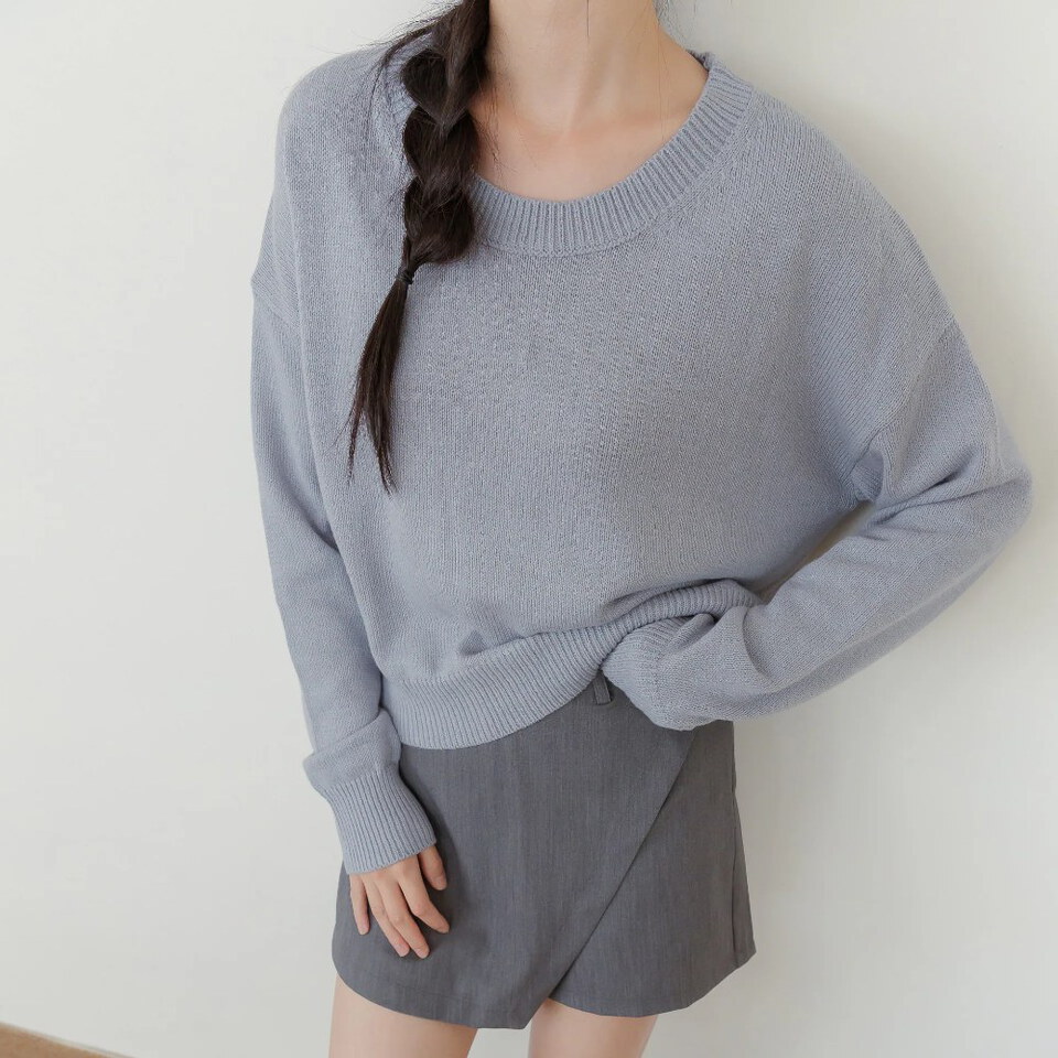 by Bello-大圓領綁帶針織長袖