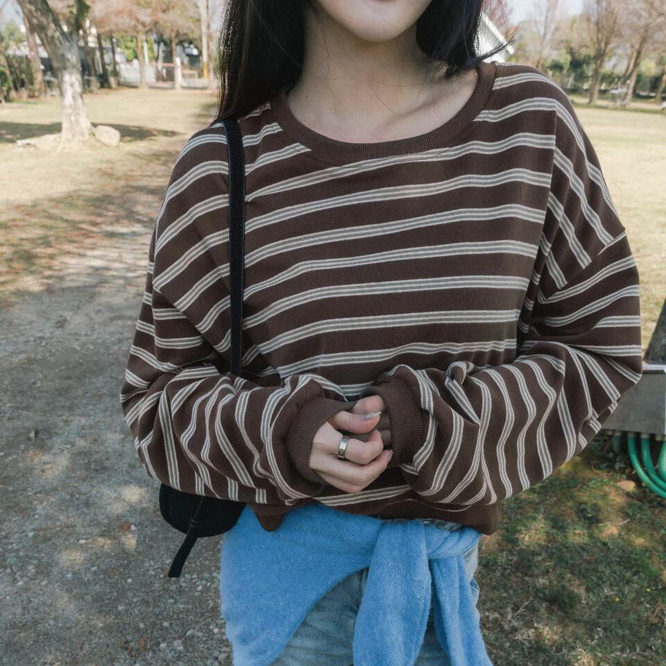 BLO9985-261 by Bello-OREO條紋圓領大學TEE