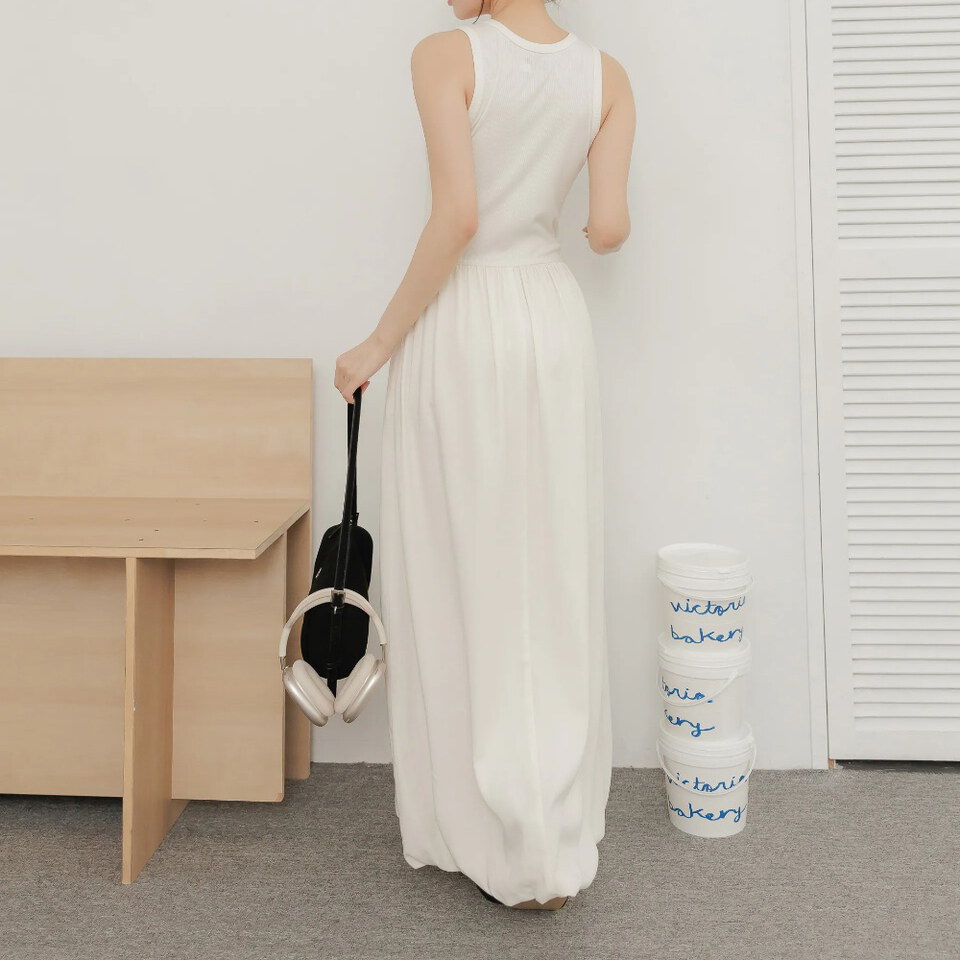 BLO9989-261 By BB-拼接天絲氣球洋裝