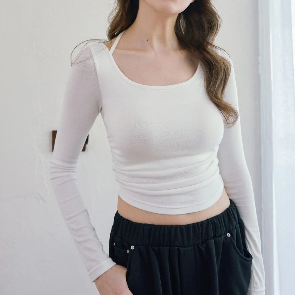 by Bello-細帶掛脖綁帶長袖BRATOP