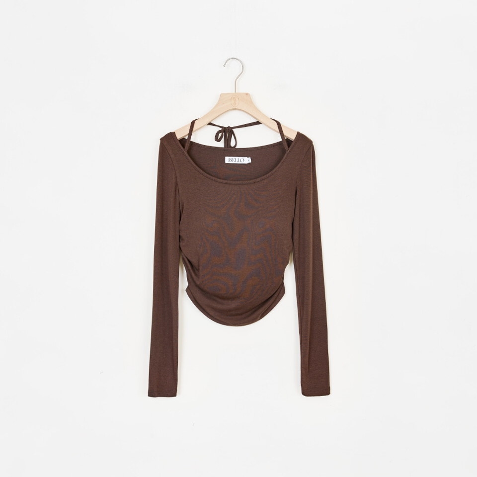 by Bello-細帶掛脖綁帶長袖BRATOP