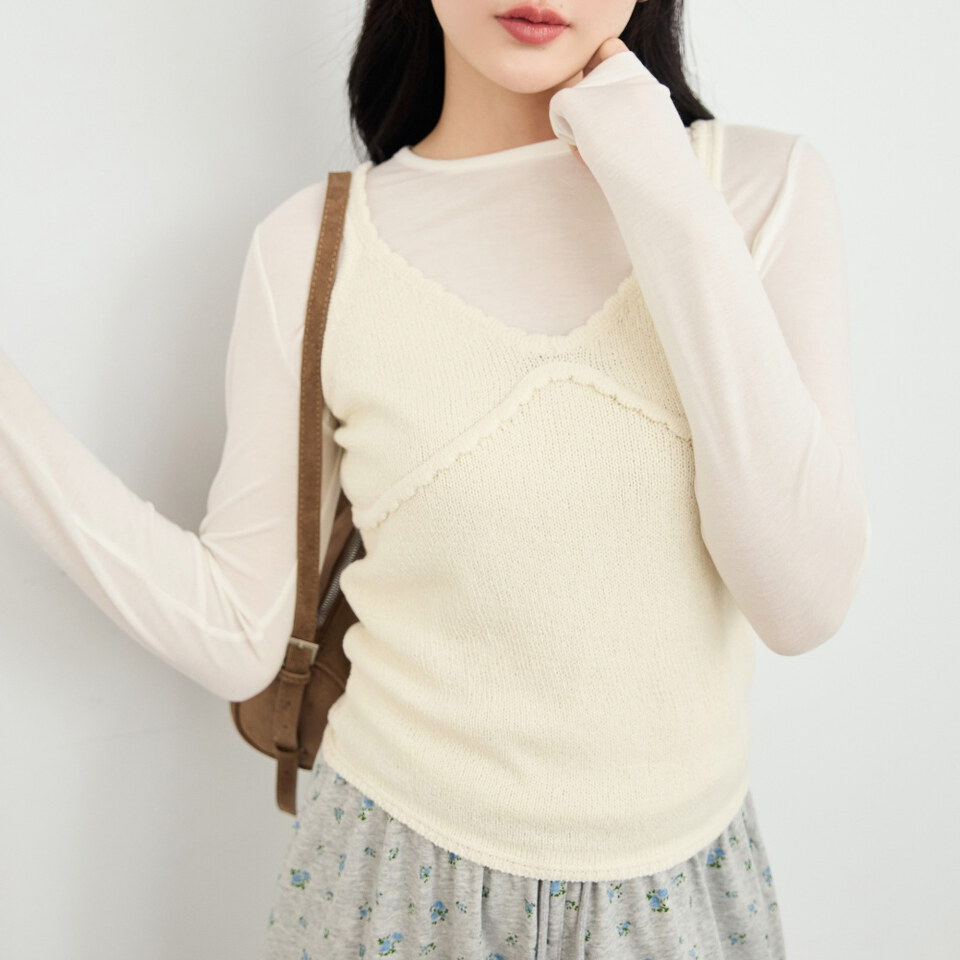 BLO9995-261 by Bello-花邊細肩V領背心