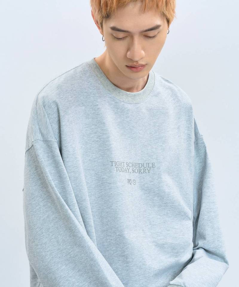 CRV0091-242 “TIGHT SCHEDULE” Loose Fit L/S Tee 圖像大學Tee