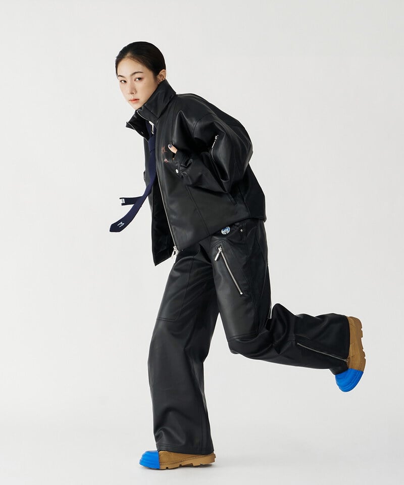 CRV1151-252 melsign聯名皮感立領鋪棉外套