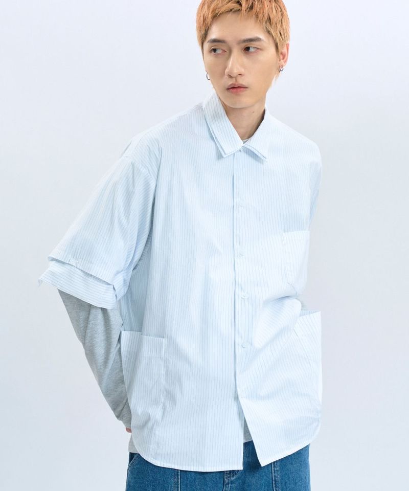 CRV3326-242  “DND” Oversized Pocket Shirt 電繡條紋襯衫