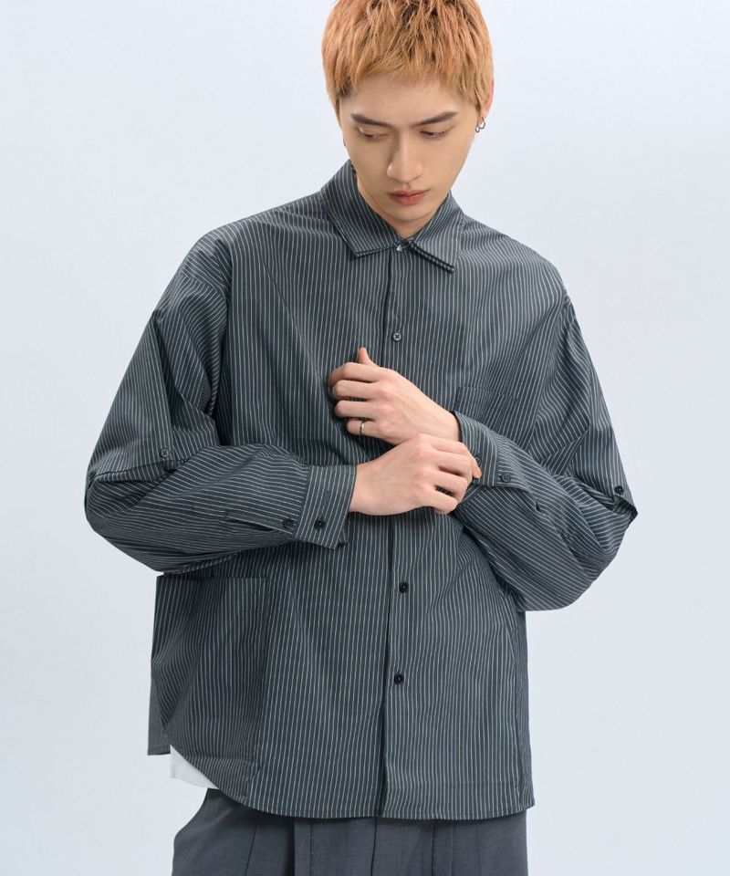  “DND” Oversized Pocket Shirt 電繡條紋襯衫