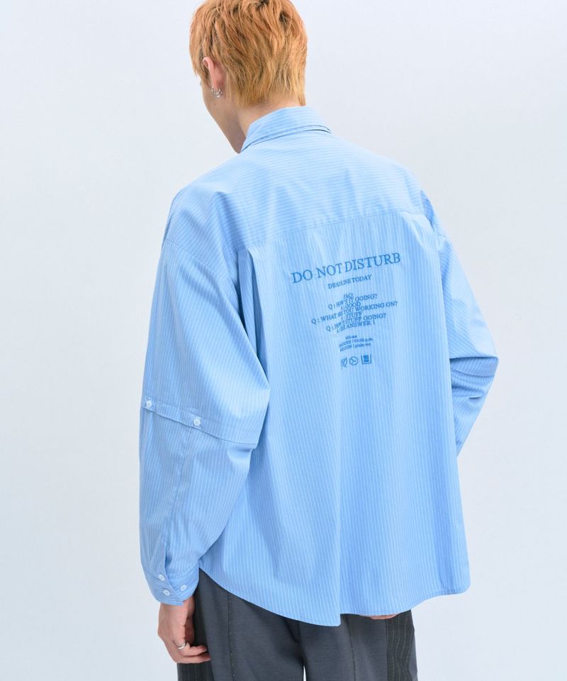 CRV3326-242  “DND” Oversized Pocket Shirt 電繡條紋襯衫