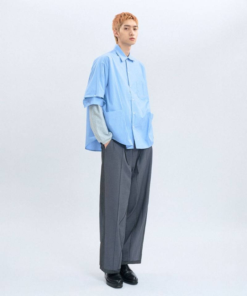 CRV3326-242  “DND” Oversized Pocket Shirt 電繡條紋襯衫