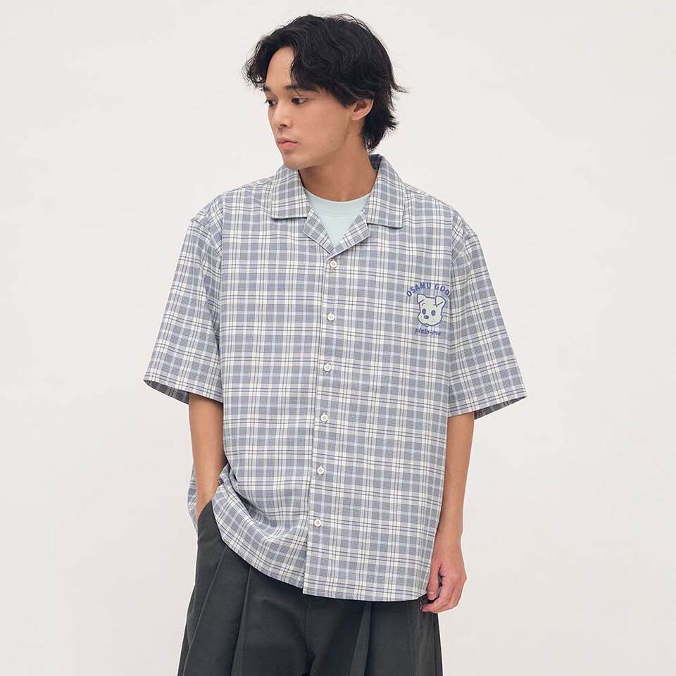 OSAMU GOODS 聯名開領格紋短袖襯衫