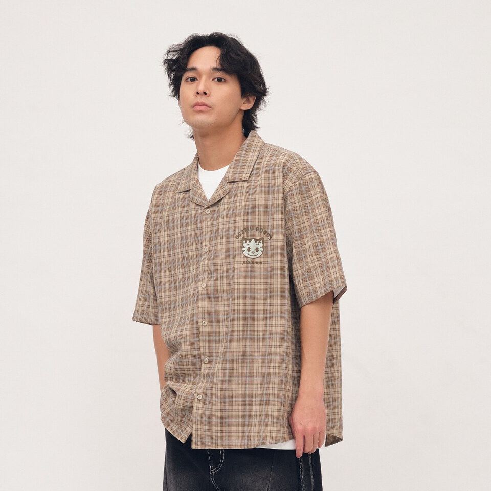 CRV3333-262 OSAMU GOODS 聯名開領格紋短袖襯衫