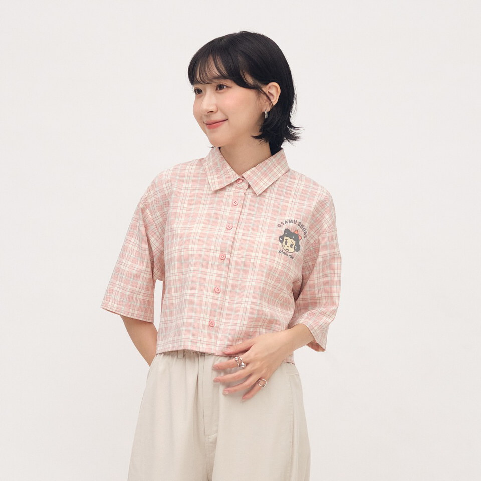 OSAMU GOODS 聯名格紋女裝短袖襯衫