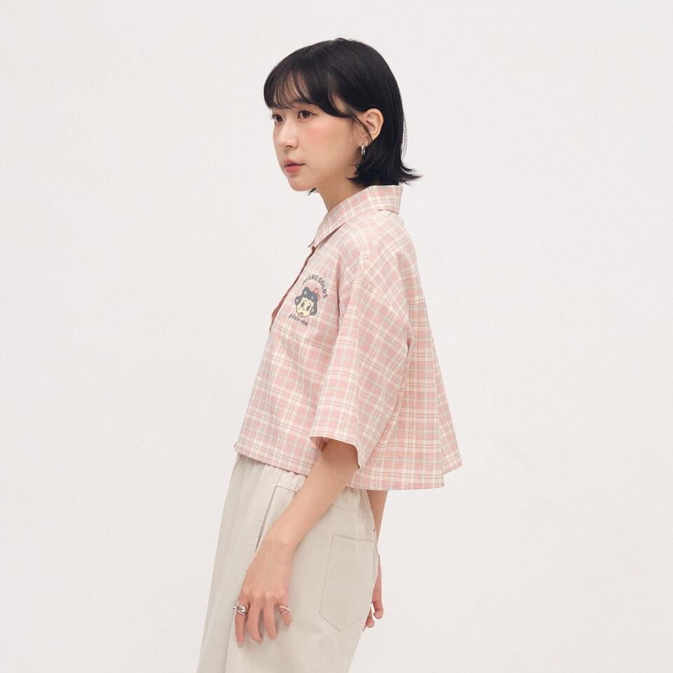 CRV3334-262 OSAMU GOODS 聯名格紋女裝短袖襯衫
