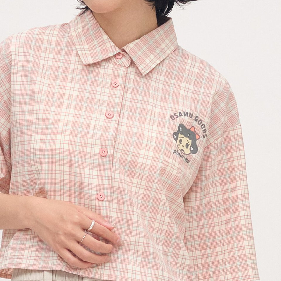 CRV3334-262 OSAMU GOODS 聯名格紋女裝短袖襯衫