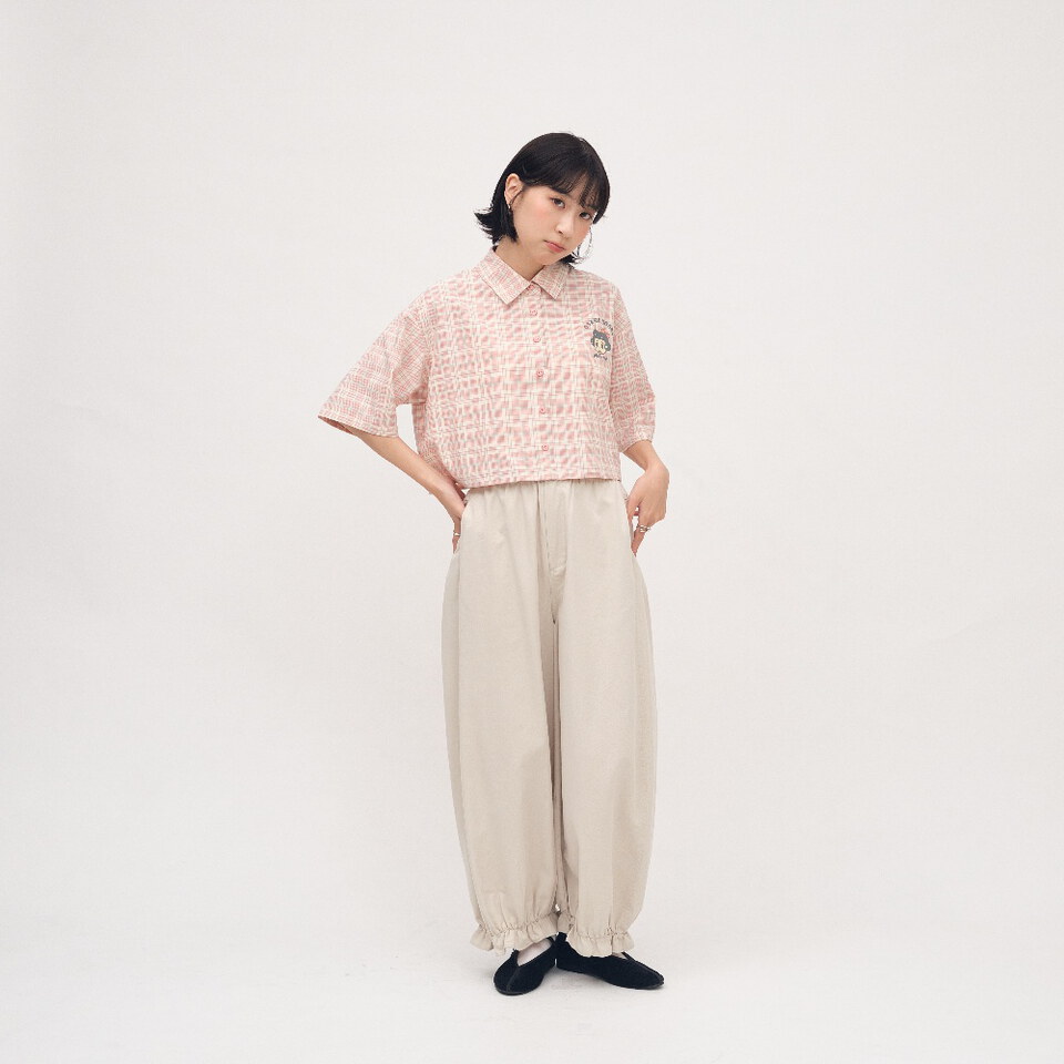 CRV3334-262 OSAMU GOODS 聯名格紋女裝短袖襯衫