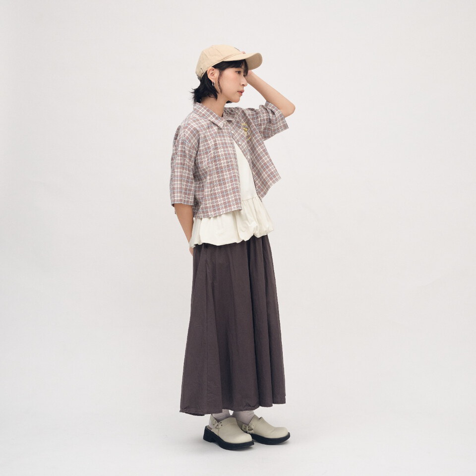 CRV3334-262 OSAMU GOODS 聯名格紋女裝短袖襯衫