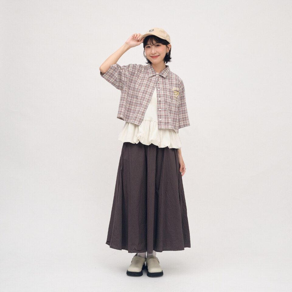 CRV3334-262 OSAMU GOODS 聯名格紋女裝短袖襯衫