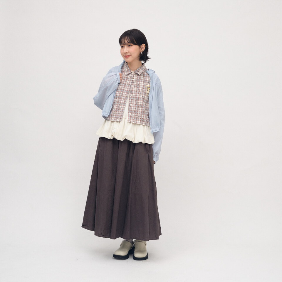 CRV3334-262 OSAMU GOODS 聯名格紋女裝短袖襯衫