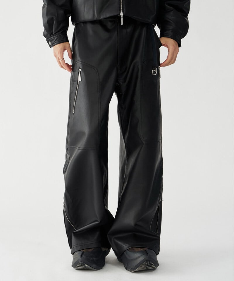 CRV3805-252 melsign聯名多口袋拉鍊皮褲