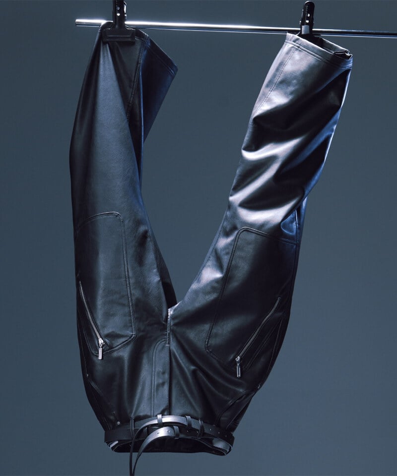 CRV3805-252 melsign聯名多口袋拉鍊皮褲