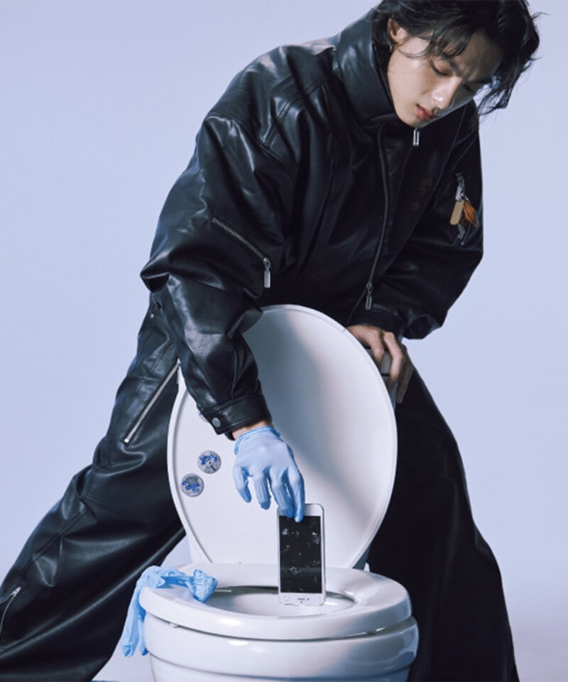 CRV3805-252 melsign聯名多口袋拉鍊皮褲