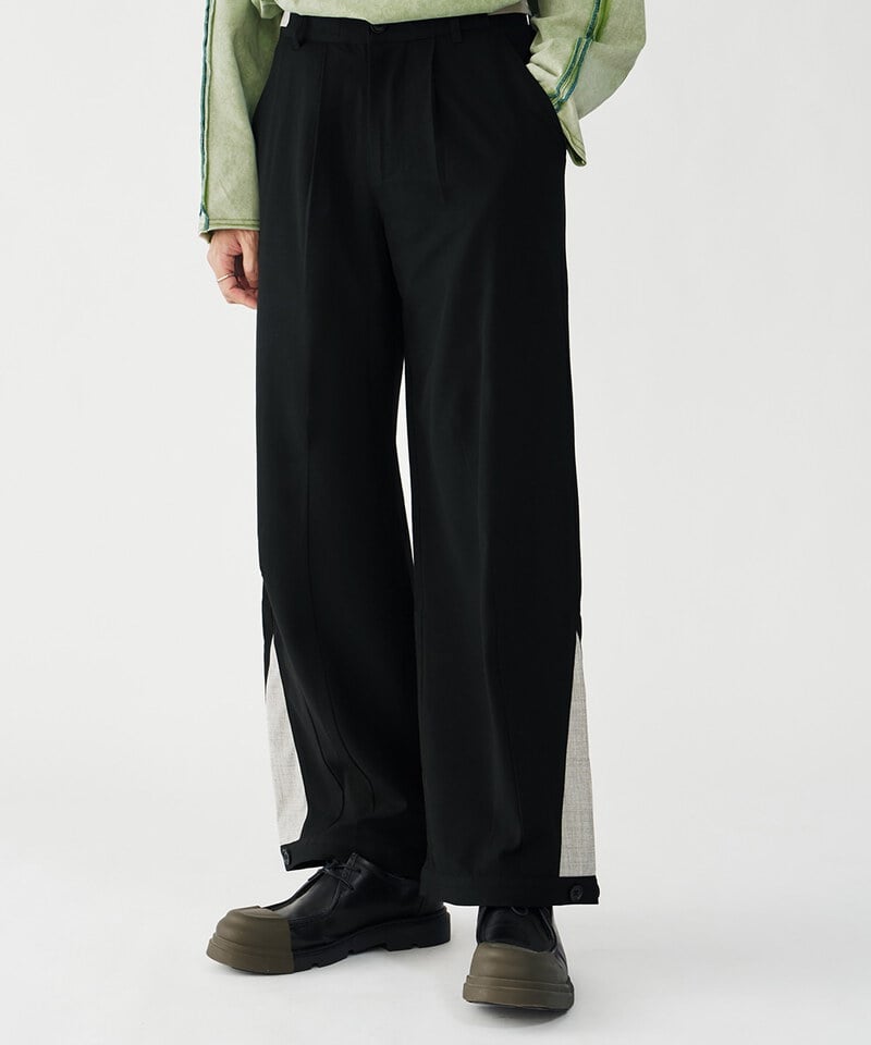 CRV4022-252 melsign聯名釦褶西料寬褲