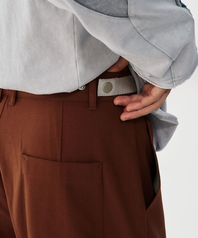 CRV4022-252 melsign聯名釦褶西料寬褲