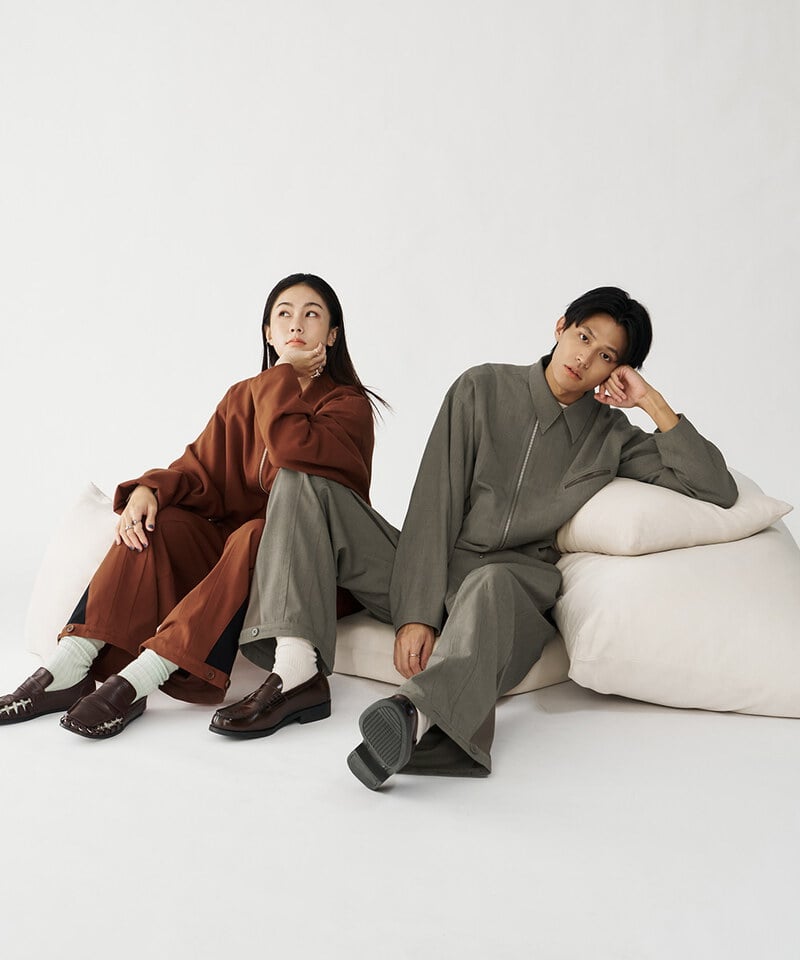 CRV4022-252 melsign聯名釦褶西料寬褲