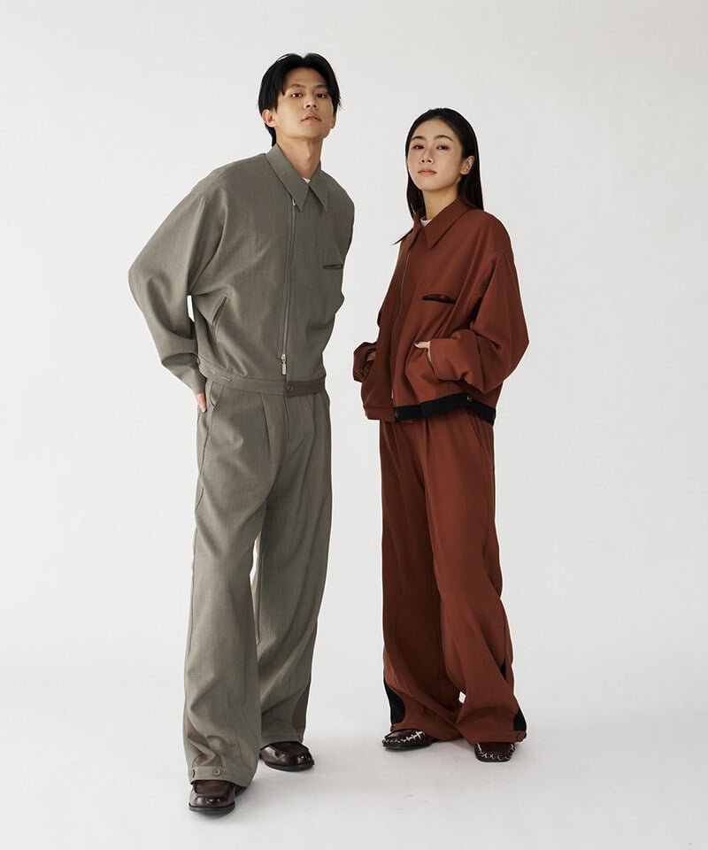 CRV4022-252 melsign聯名釦褶西料寬褲