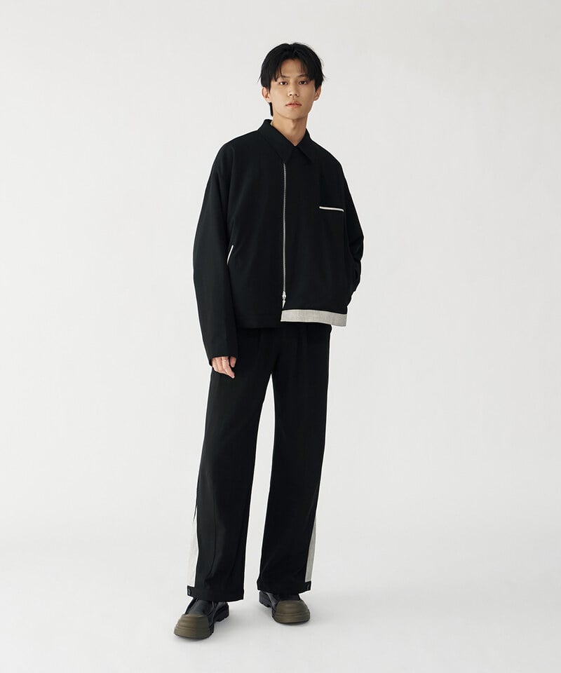 CRV4022-252 melsign聯名釦褶西料寬褲