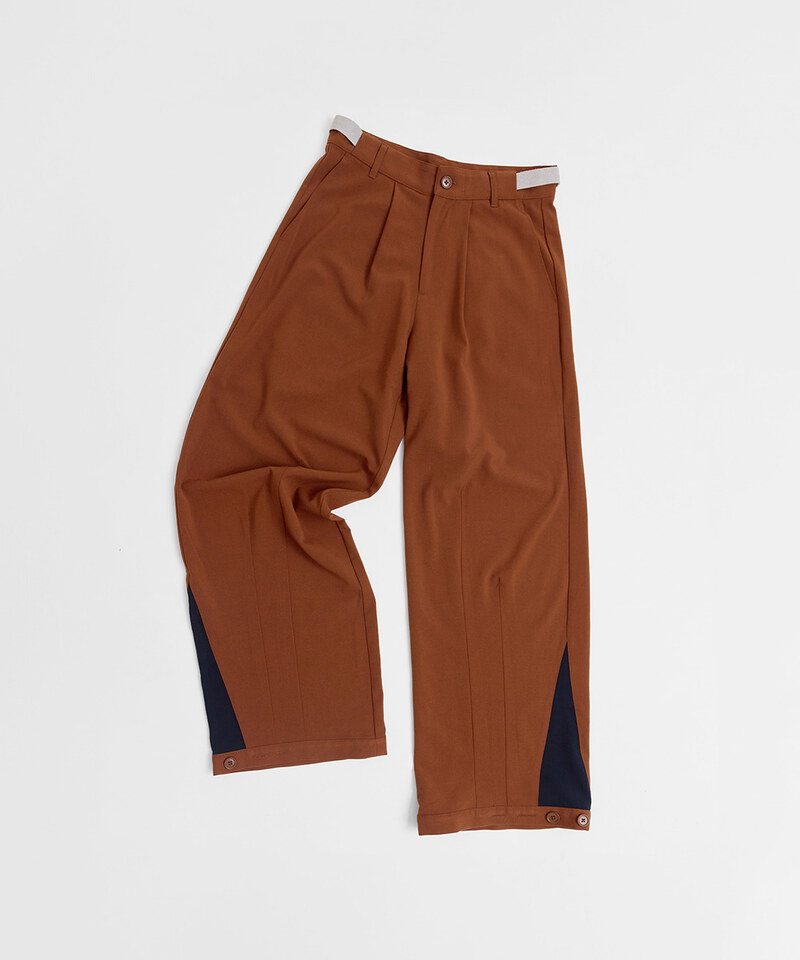 CRV4022-252 melsign聯名釦褶西料寬褲