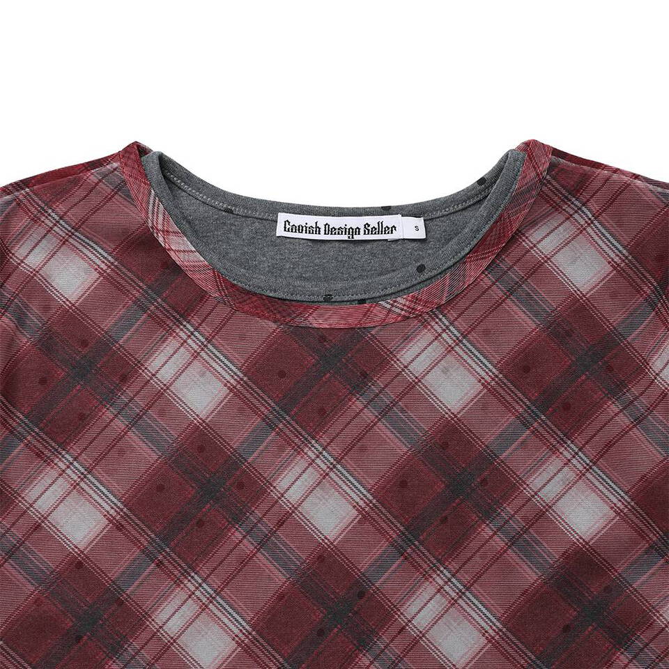 格紋層次長袖TEE SHEER CHECK LAYERED LS TEE