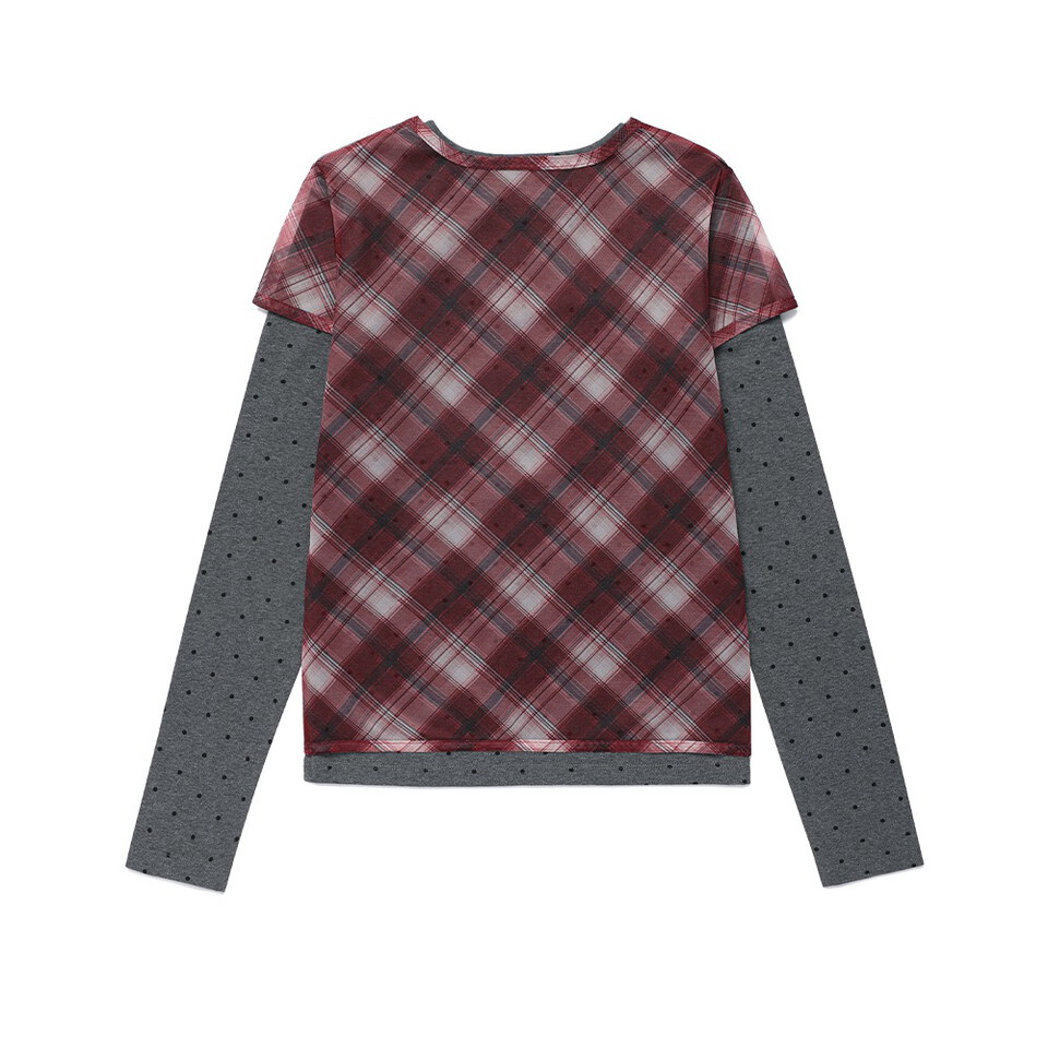 格紋層次長袖TEE SHEER CHECK LAYERED LS TEE
