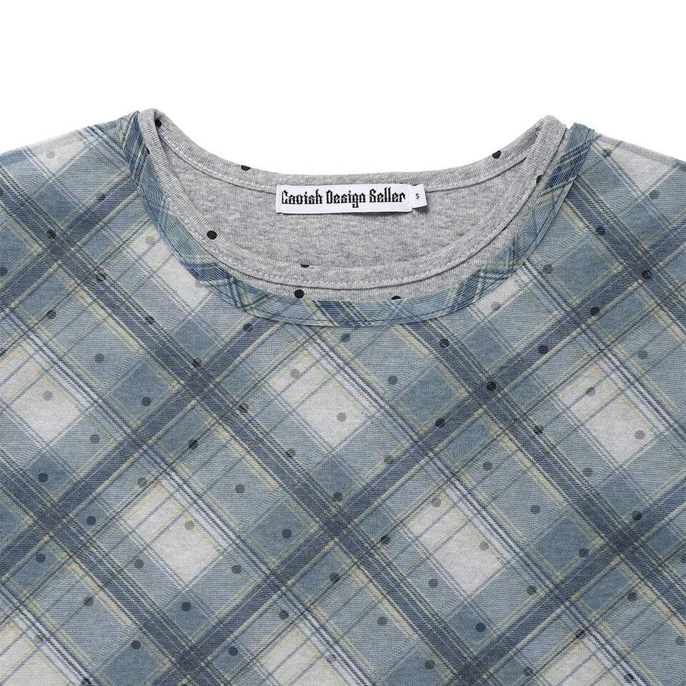 格紋層次長袖TEE SHEER CHECK LAYERED LS TEE
