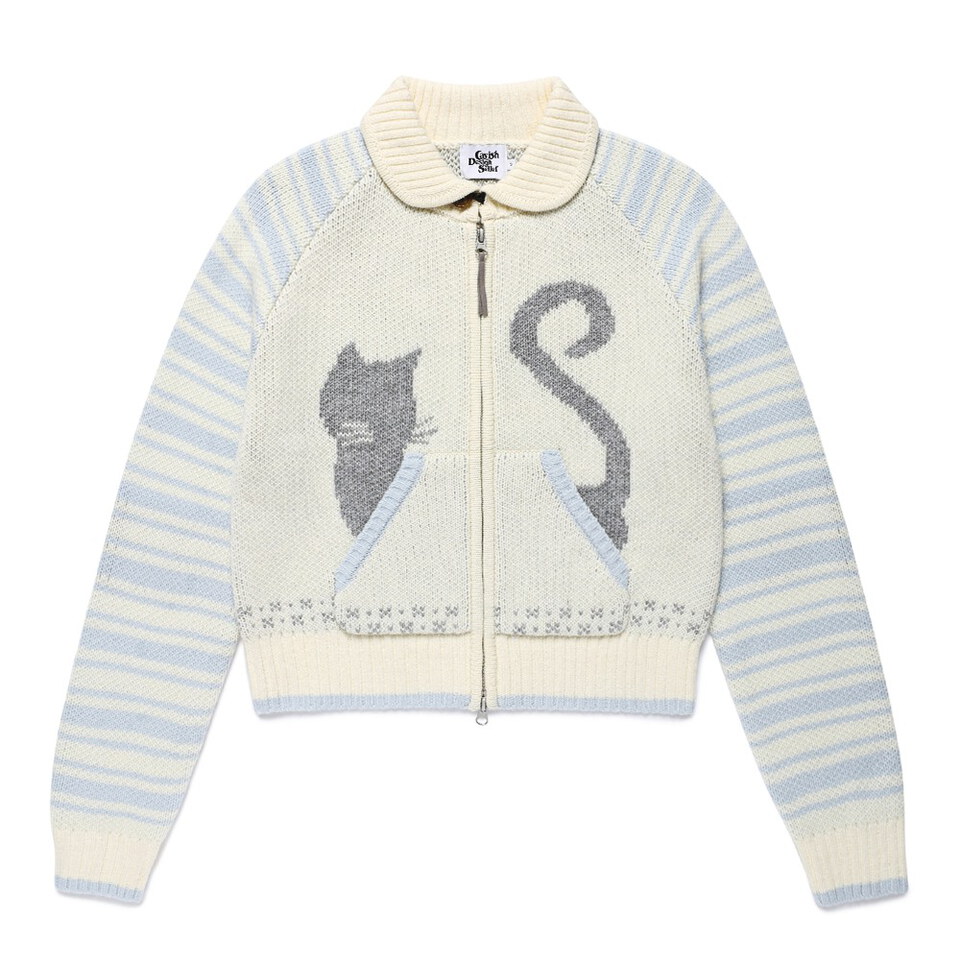 雙拉鏈針織外套 CATS BUTTON ZIP UP CARDIGAN