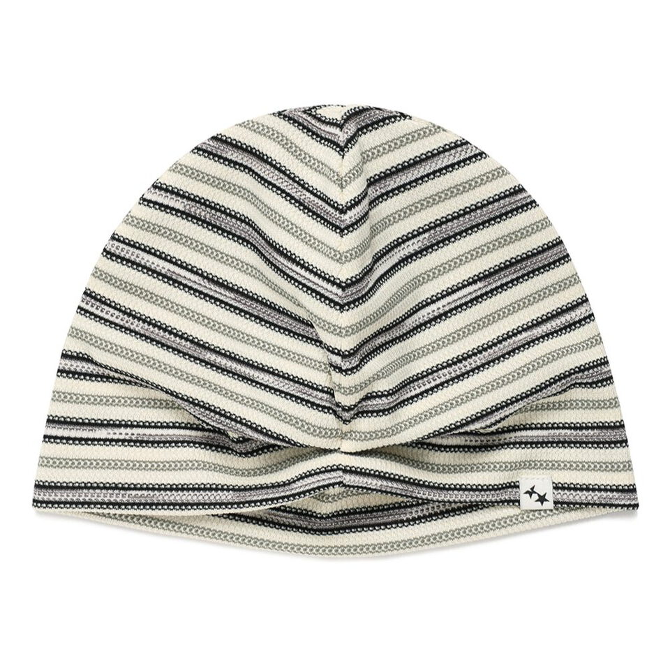 條紋鈕扣毛帽 STRIPED BUTTON BEANIE