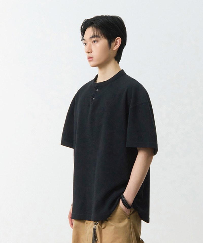 DMB0005-251 華夫格亨利領上衣 WAFFLE HENLEY NECK HALF T-SHIRT