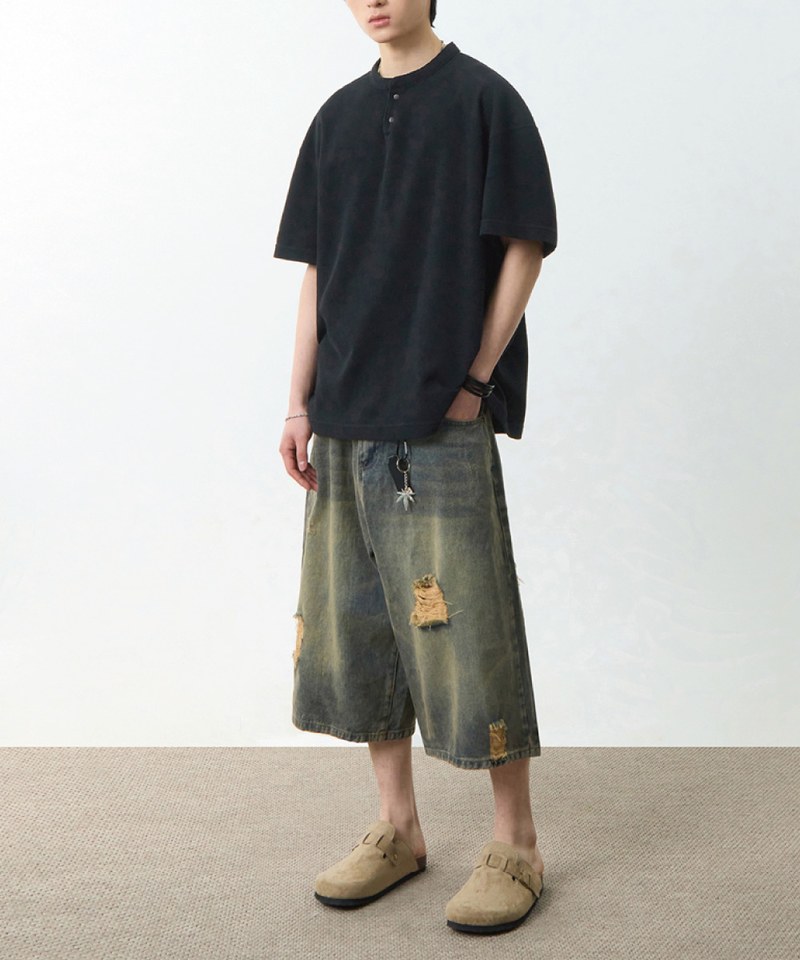 DMB0005-251 華夫格亨利領上衣 WAFFLE HENLEY NECK HALF T-SHIRT