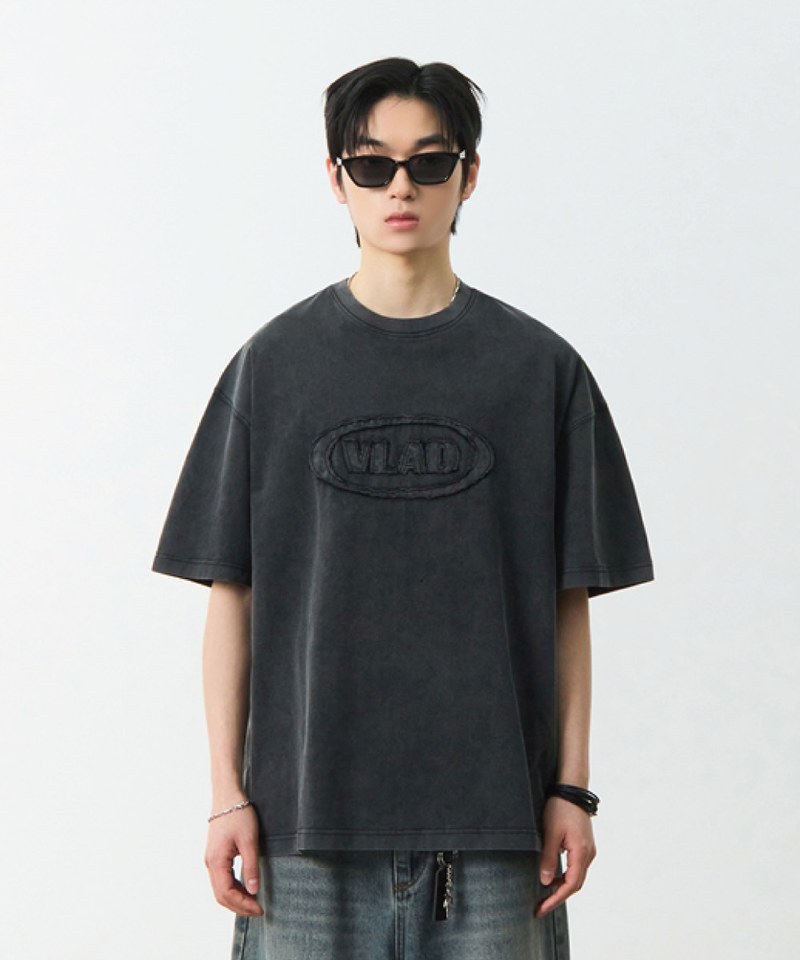 水洗短袖T恤 CUT-OFF APPLIQUE HALF T-SHIRT